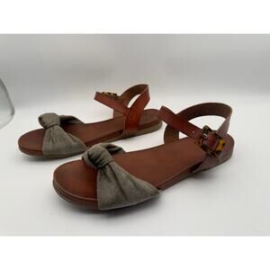 MIA Brown Leather Slingback Sandals Women’s Size 8 Tortoise Buckle Casual